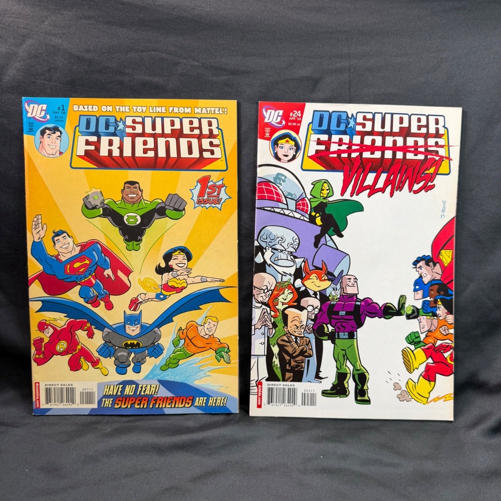 DC Super Friends Comic Lot Issue 1 First Issue and Issue 24 Villains Cover 2008